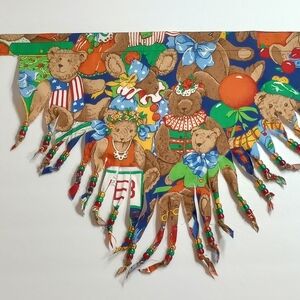 Colorful Handmade Bandana Retro Teddy Bear Fringe Scarf